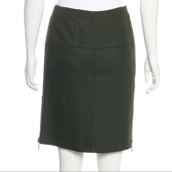 Victor Alfaro Olive Green Knee-Length Pencil Skirt - Picture 3 of 4